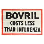 Advertising Poster Bovril Beef Hot Drink Costs Less Than Influenza