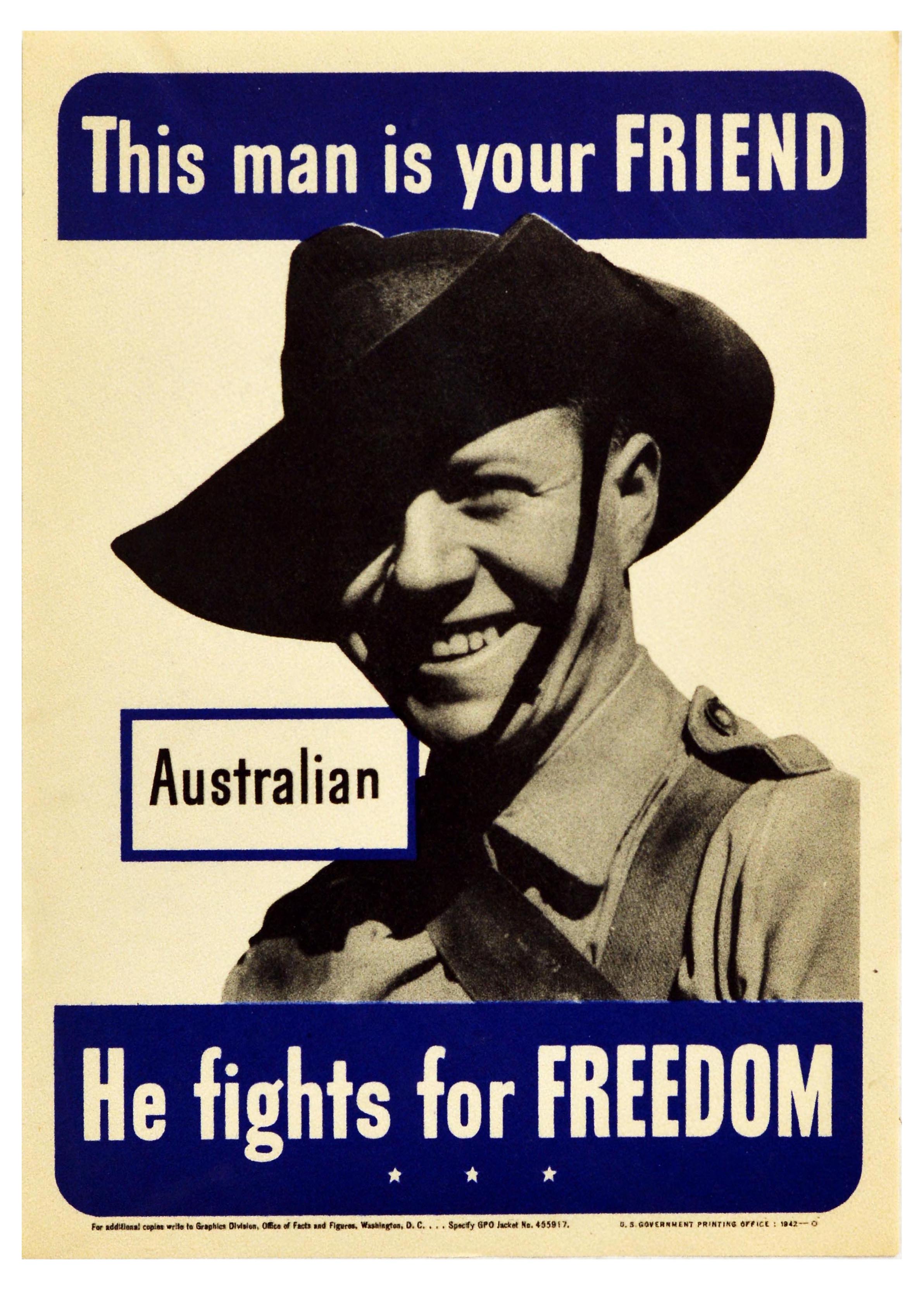 War Poster This Man is Your Friend Australian WWII