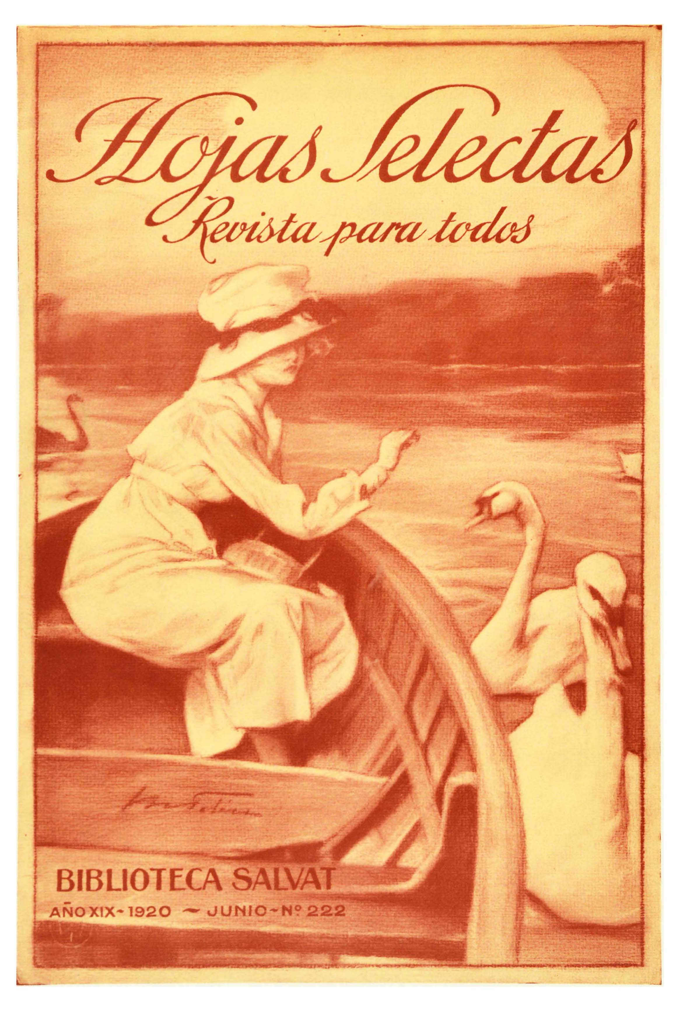 Advertising Poster Hojas Selectas Magazine Lady Lake Swan