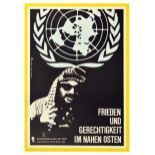 Propaganda Poster GDR Middle East Yasser Arafat Peace Justice United Nations