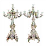 A pair of porcelain candelabra. "Meissen".