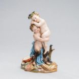 Porcelain group "Satyr and Dionysus". Meissen 19th century.