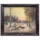 Painting "Winter Landscape with Wild Boars". A. Zotov.
