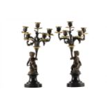 Pair of bronze candlesticks. 19th century.