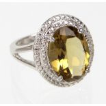 Silver ring with citrine