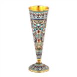 Silver glass for champagne cloisonne enamel. Vasily Agafonov.