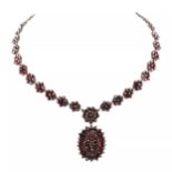 Necklace with garnets on silver. Europe 19th century.