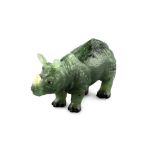 Stone-cut miniature "Jade Rhinoceros" in Faberge style