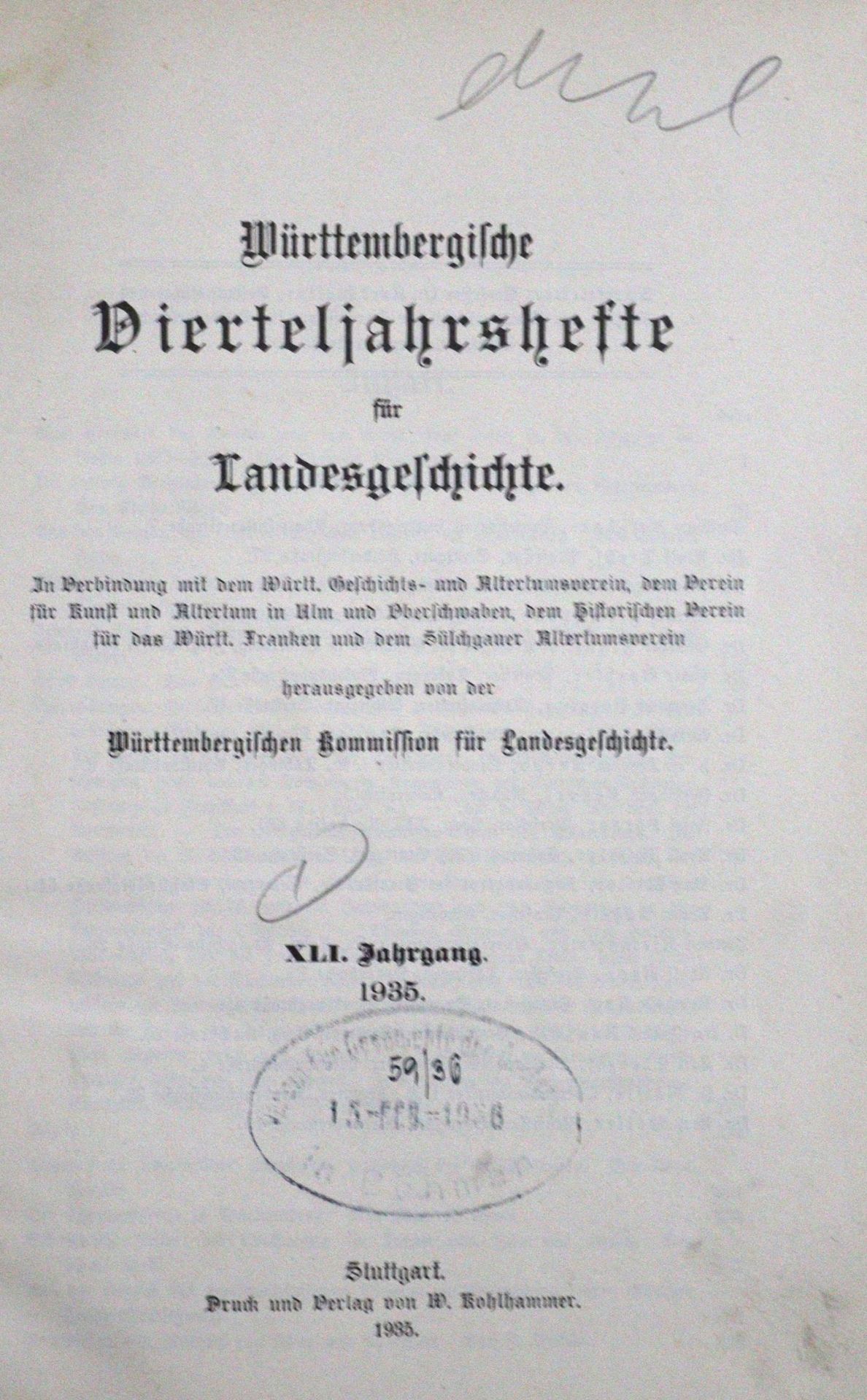 Württembergische Vierteljahreshefte - Image 2 of 2
