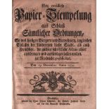 Danzig. Verordnung. Neu revidirte Papier-Stempelung aus Schluß Sämtlicher Ordnungen, so wohl