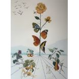 Dali, Salvatore. "Flordali II (La rose papillon). Farblithographie mit Reliefprägung. Nach einer