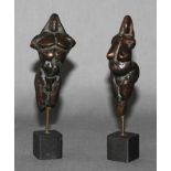 Metall. Bronze. Skulptur. Arens, Ekkehard. "Sion und Venus" (Frauen und Männertorso). Zwei kleine