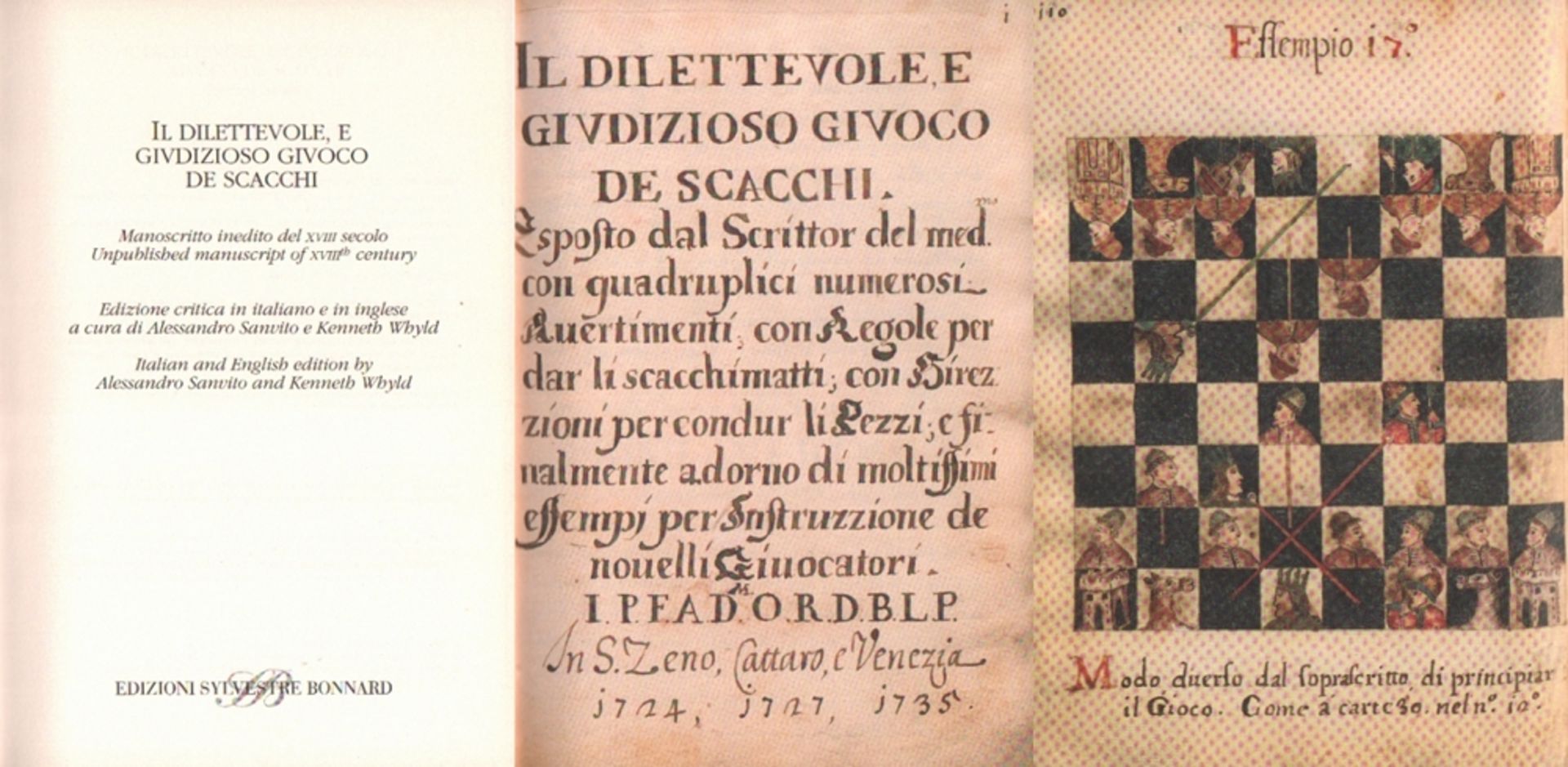 Il dilettevole, e givdizioso givoco de scacchi. Manoscritto inedito del XVIII secolo. Unpublished ma