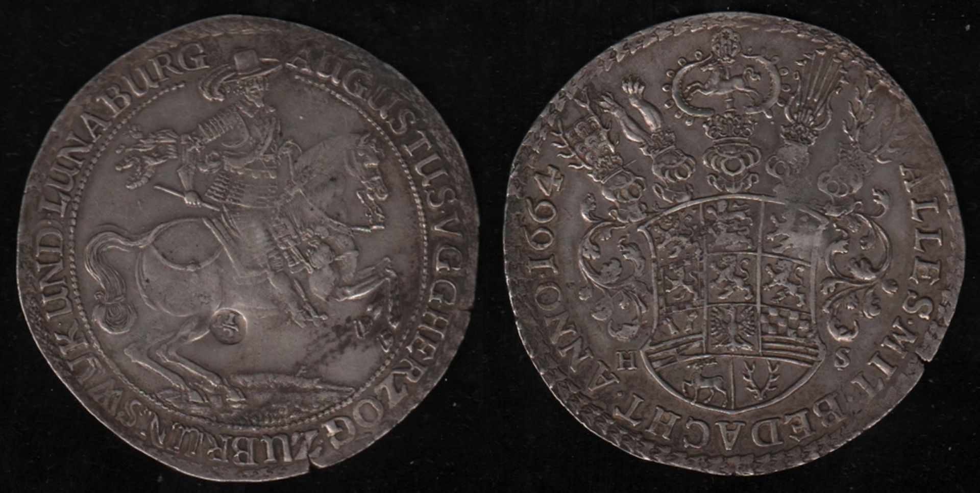 Braunschweig - Wolfenbüttel. Silber. Löser zu 1 1/2 Taler von 1664. August der Jüngere, Herzog zu