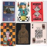 Spielkarten und Quartettspiele mit Schachmotiven. Konvolut von 15 teils unkompletten Spielen aus der