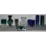 Glas. Deutschland. Ingrid Glashütte. Vasen. Kleine Sammlung von 8 Vasen. Unterschiedliche Formen