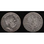 Deutsches Reich. Silbermünze. 5 Mark. Albert, König von Sachsen. E 1875. Vorderseite: Porträt von