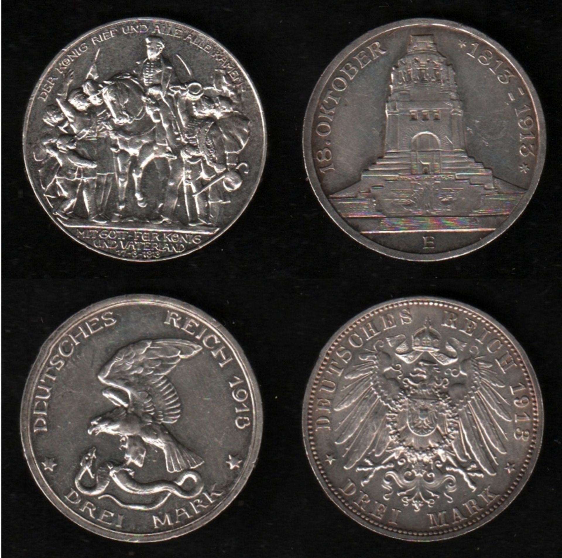 Deutsches Reich. Silbermünze. 3 Mark. Jahrhundertfeier der Befreiungskriege. (A) 1913.