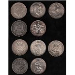 Deutsches Reich. Silbermünzen. 2 Mark / Sammlung von 5 Münzen zu 2 Mark. Vorderseiten: