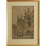 Braunschweig. Altstadtrathaus. "Hotel de Ville Brunswick". Kolorierte Lithographie von S. Prout,