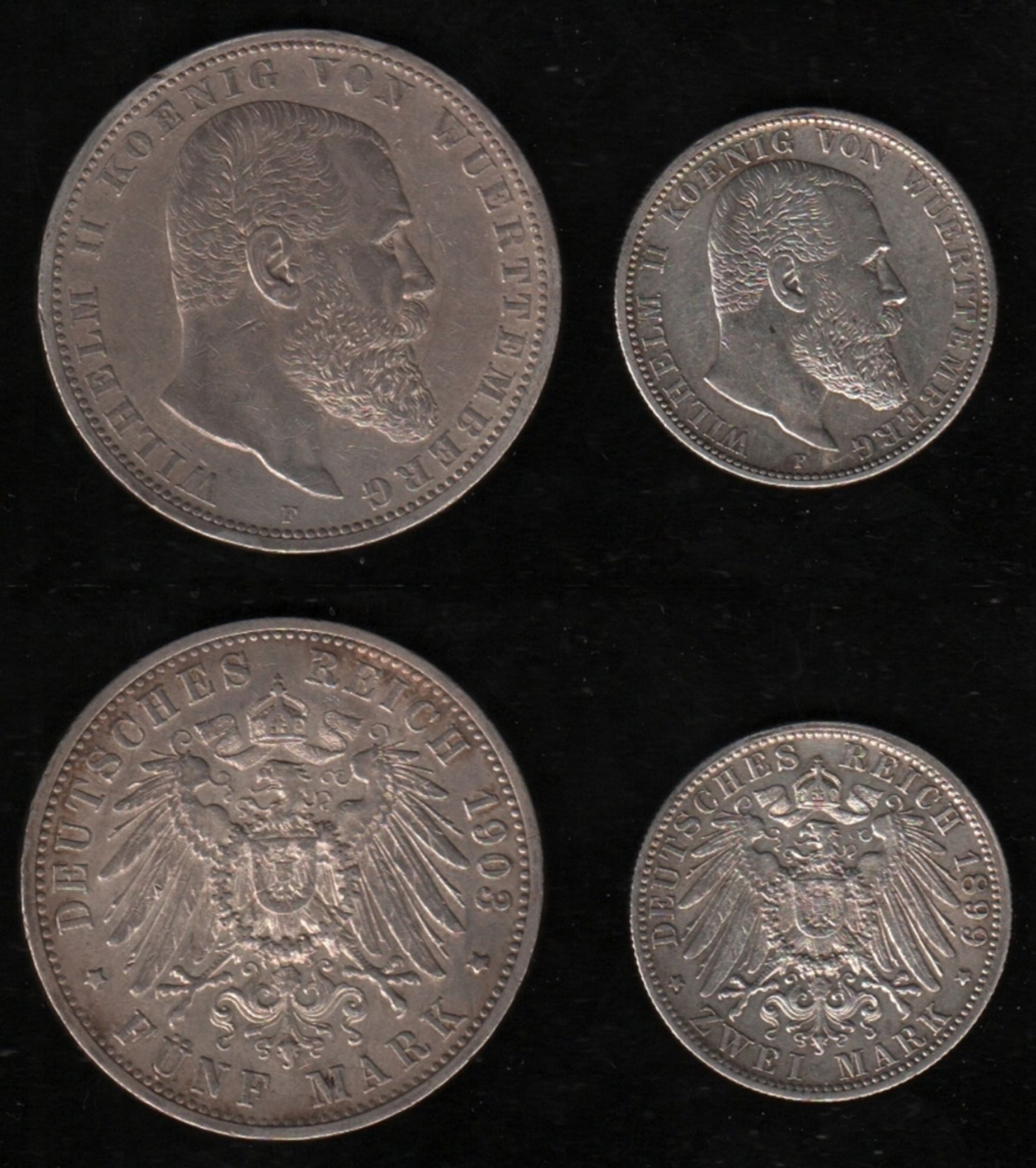 Deutsches Reich. Silbermünze. 5 Mark. Wilhelm II., König von Württemberg. F 1903. Vorderseite: