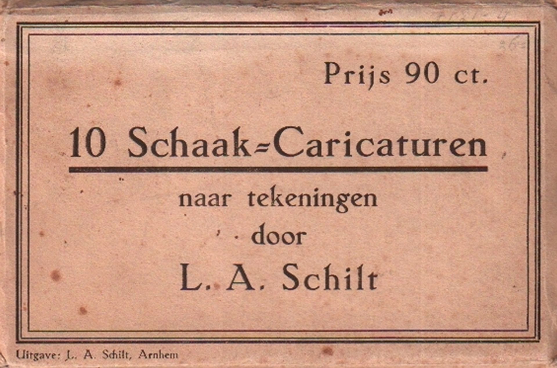 Postkarte. Schilt, L. A. 10 Schaak – Caricaturen naar tekeningen door L A. Schilt. Leporello mit - Image 2 of 3