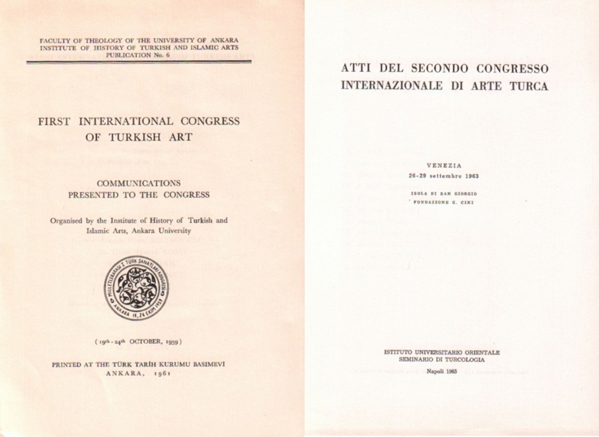 Islamistik. First International Congress of Turkish Arts. Ankara 19. - 24. October 1959.