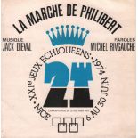 Schallplatte. La marche de Philibert. Musique Jack Dieval. Paroles Michel Rivgauche. Single -