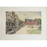 Wolfenbüttel. Jalin, H. (?). "Wolfenbüttel - Schloss und Zeughaus". Farbig aquarellierte