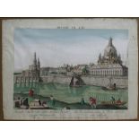 Dresden. "Vue de Dresde". Kolorierter Kupferstich - Guckkastenblatt von G. F. Riedel. Augsburg um