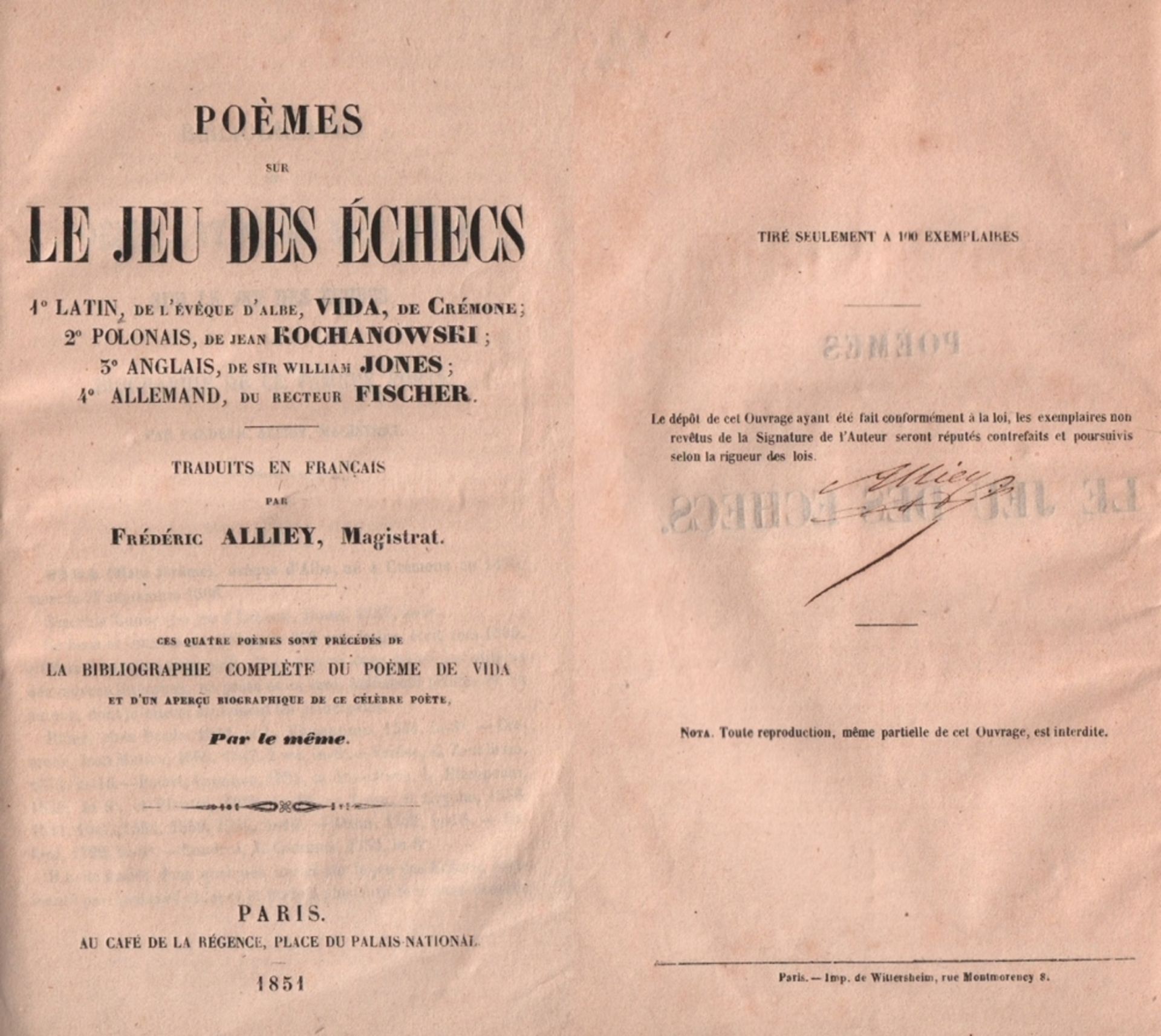 Vida. Poèmes sur le jeu des échecs. 1° Latin ... Vida, de Crémone; 2° Polonais, de Jean Kochanowski;