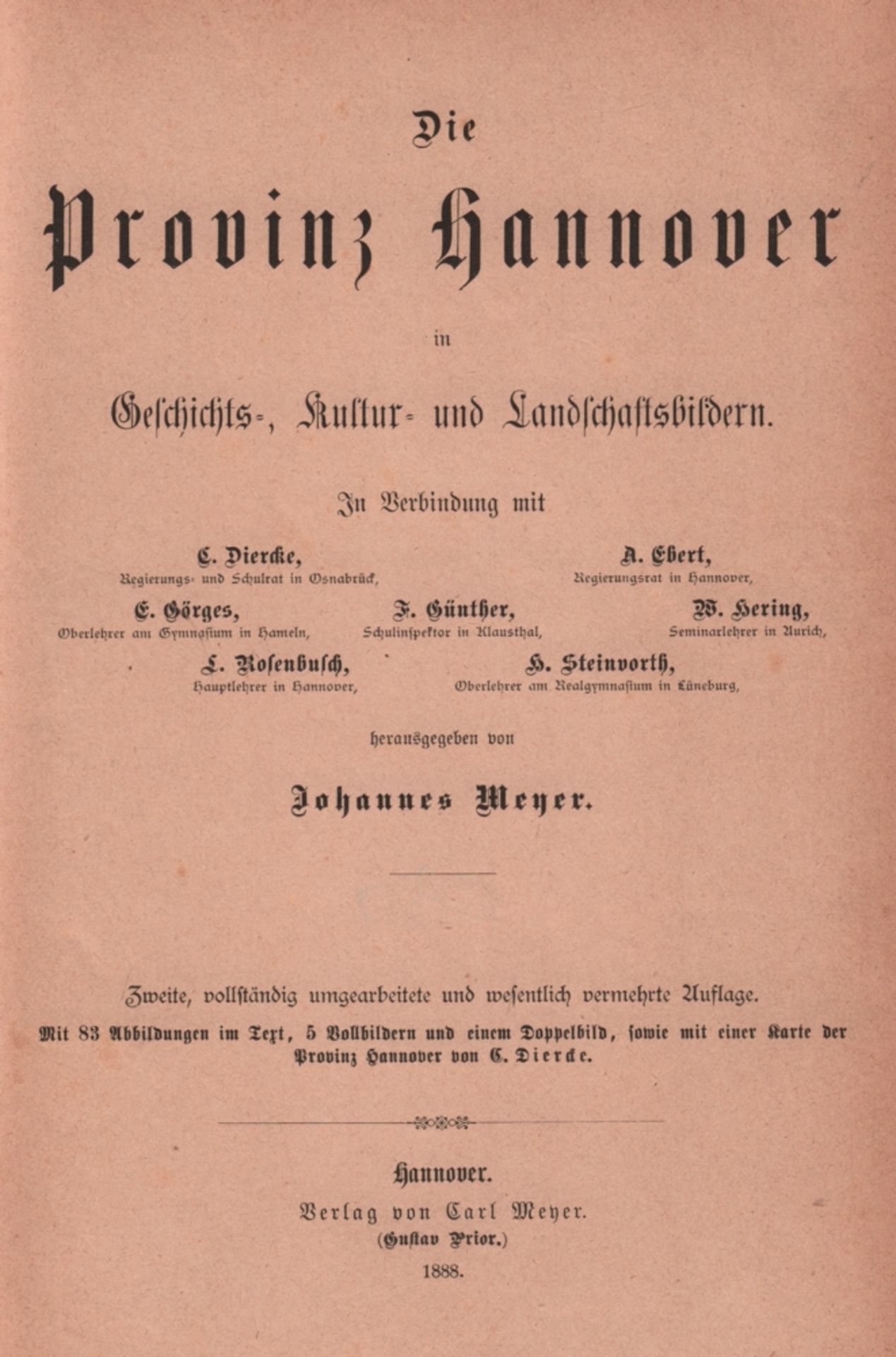 Hannover. Meyer, Johannes. (Hrsg.) Die Provinz Hannover in Geschichts-, Kultur- und