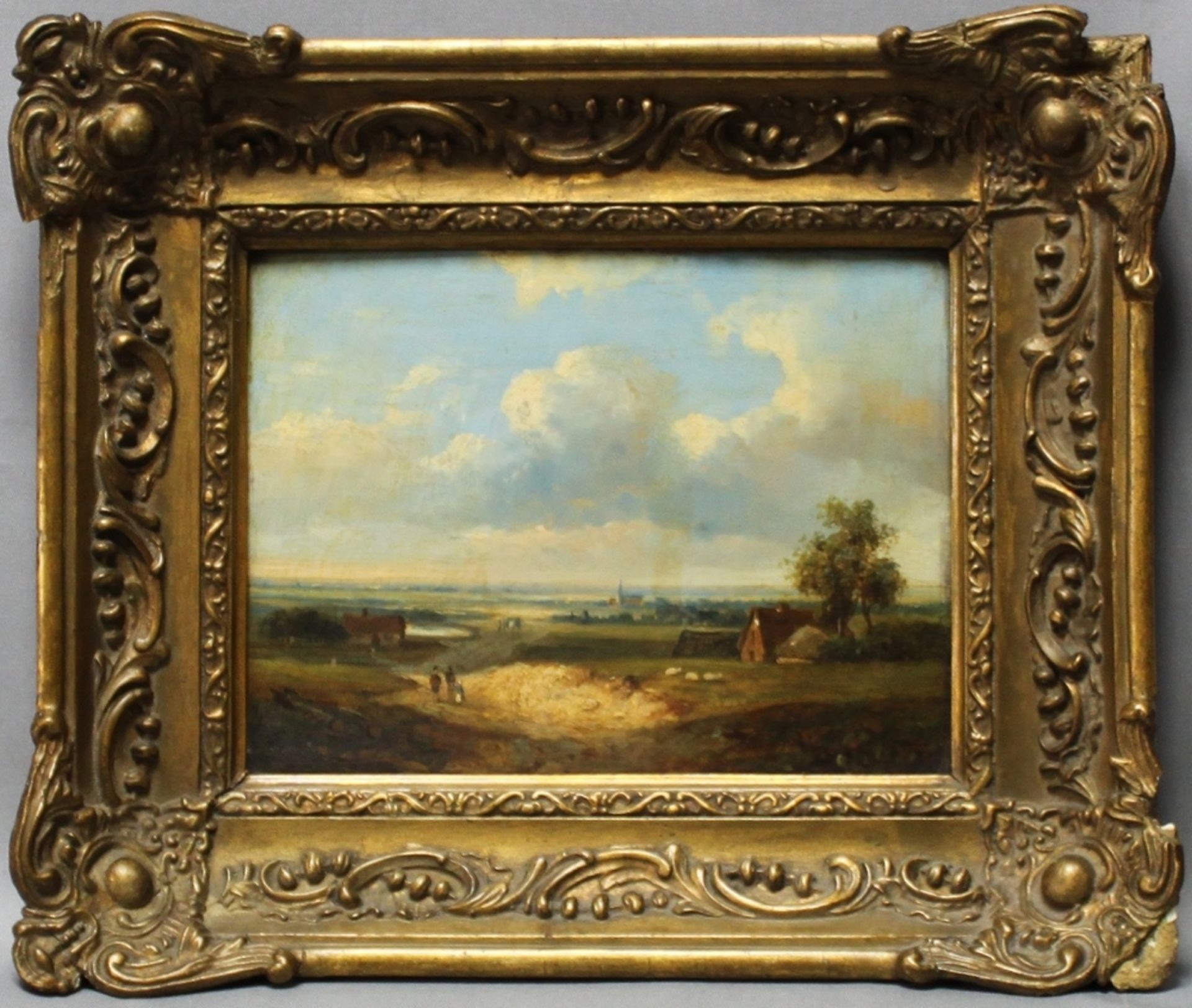 Roosenboom, Nicolaas Johannes. (Sommerliche Landschaft). Ölgemälde auf Holz. Unten links