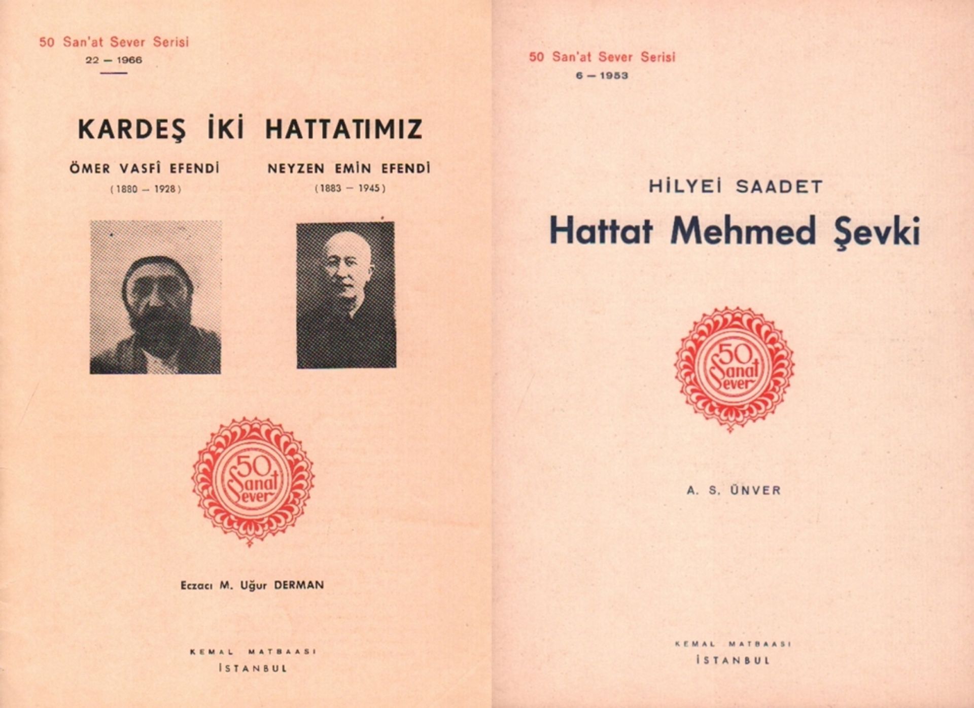 Islamistik. 50 San'at Sever Serisi. Lose Folge von 8 Heften. Istanbul, Matbaasi. 1953 - 58 und 1962,