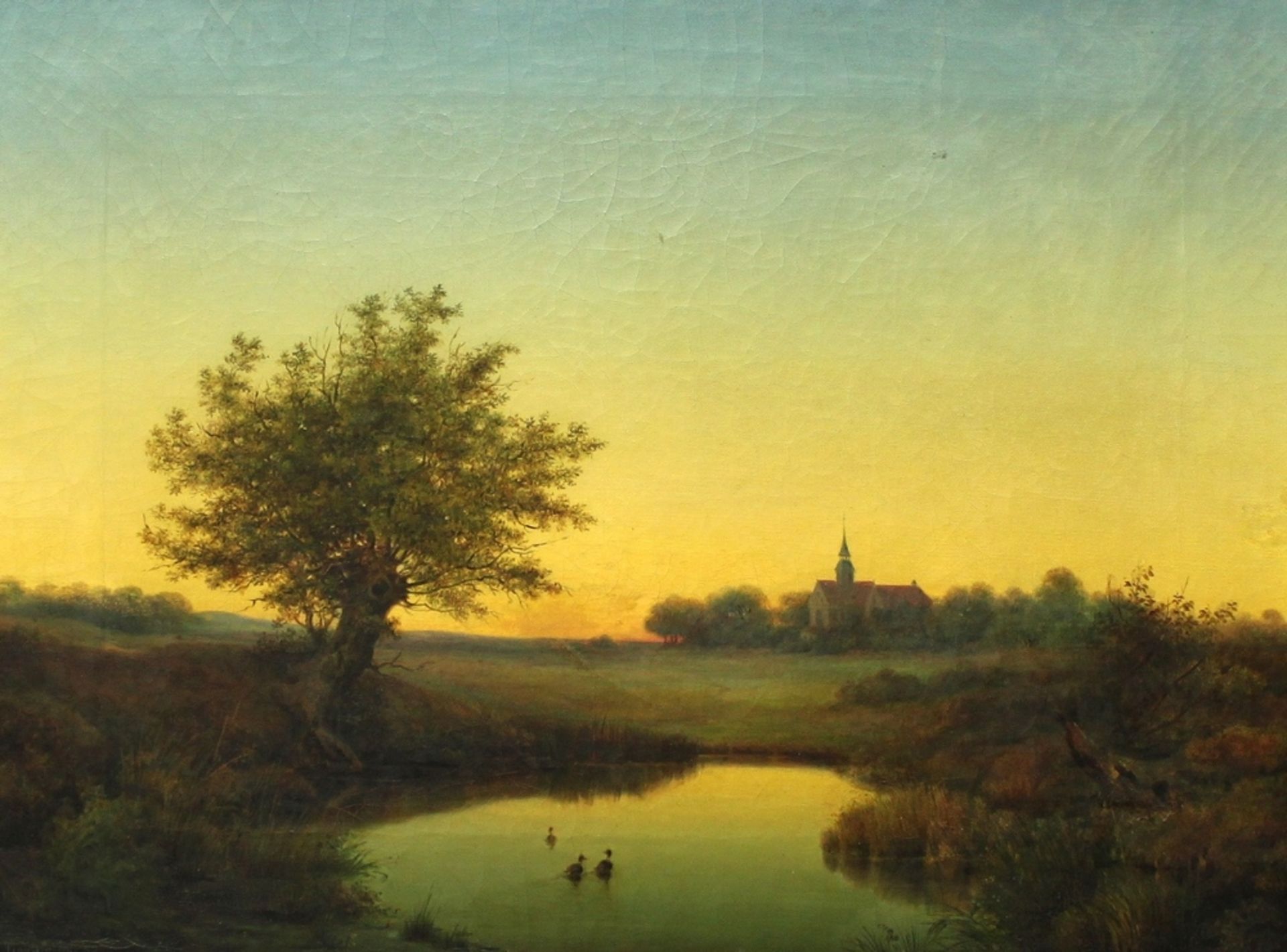 Bortfelde, Heinrich Carl. "Blick auf Riddagshausen bei Braunschweig". Ölgemälde auf Leinwand über - Image 2 of 2