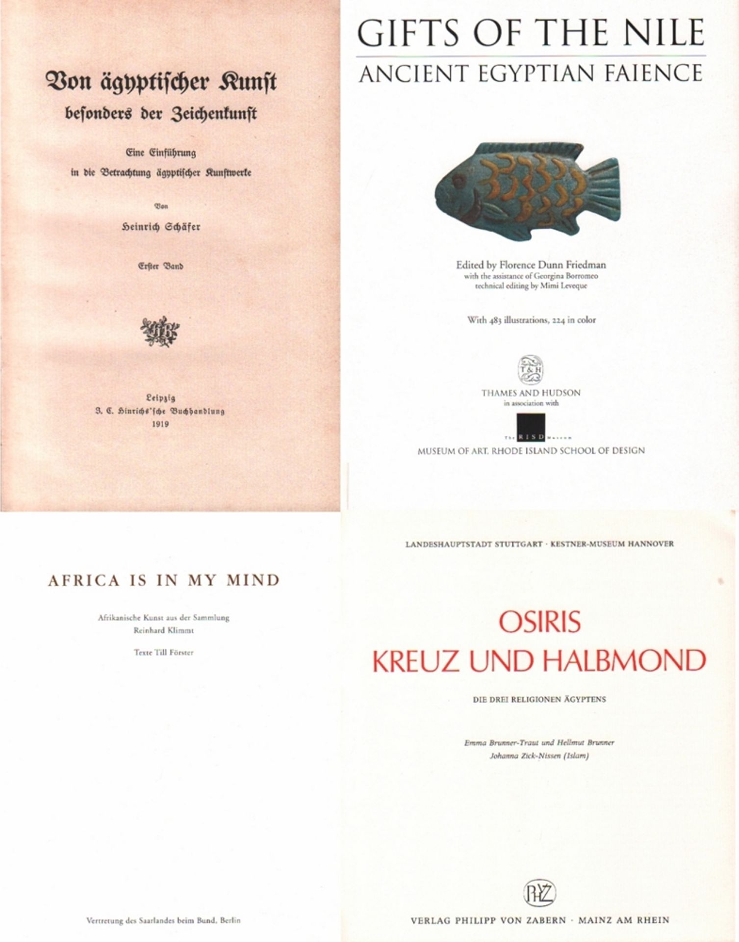 Kunst. Ägypten. Konvolut mit 4 Werken von verschiedenen Autoren. Verschiedene Größen und Formate. (