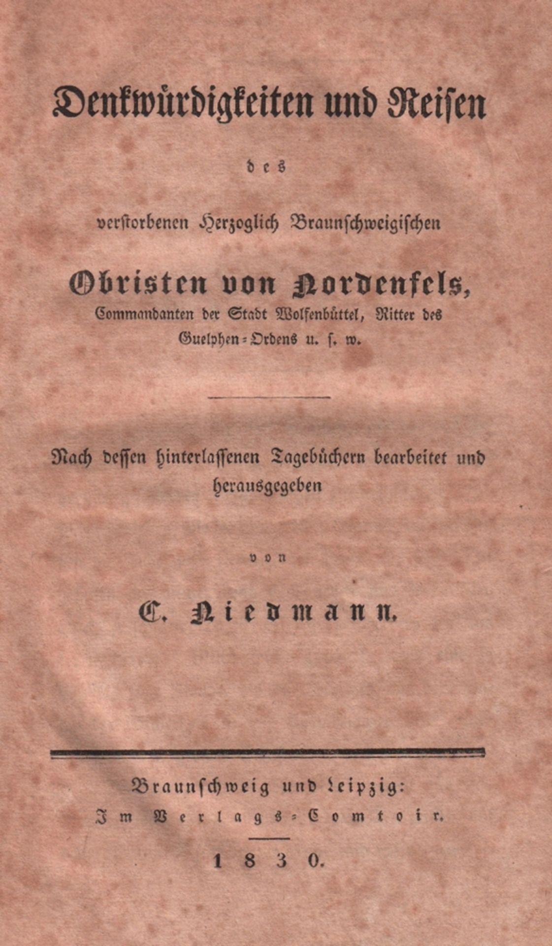 Braunschweig. Nordenfels. Niedmann, C. Denkwürdigkeiten und Reisen des verstorbenen Herzoglichen