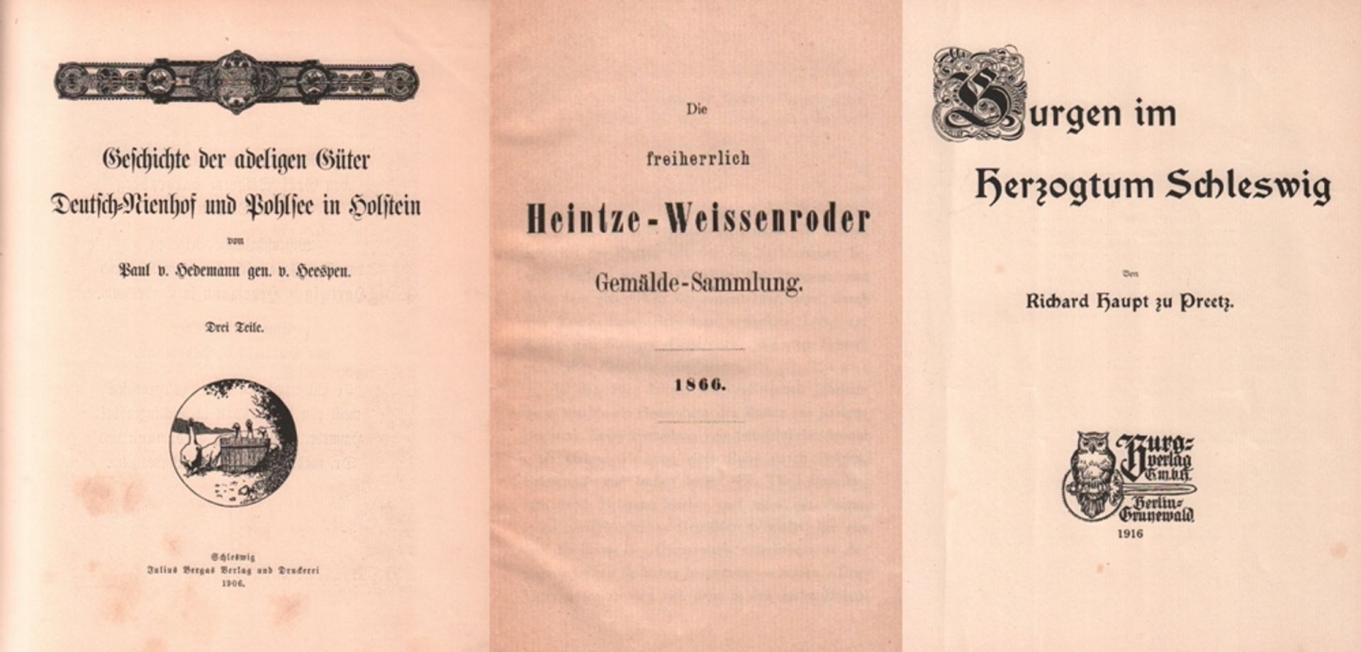 Schleswig - Holstein. Hedemann, Paul v. gen. v. Heespen. Geschichte der adeligen Güter Deutsch-