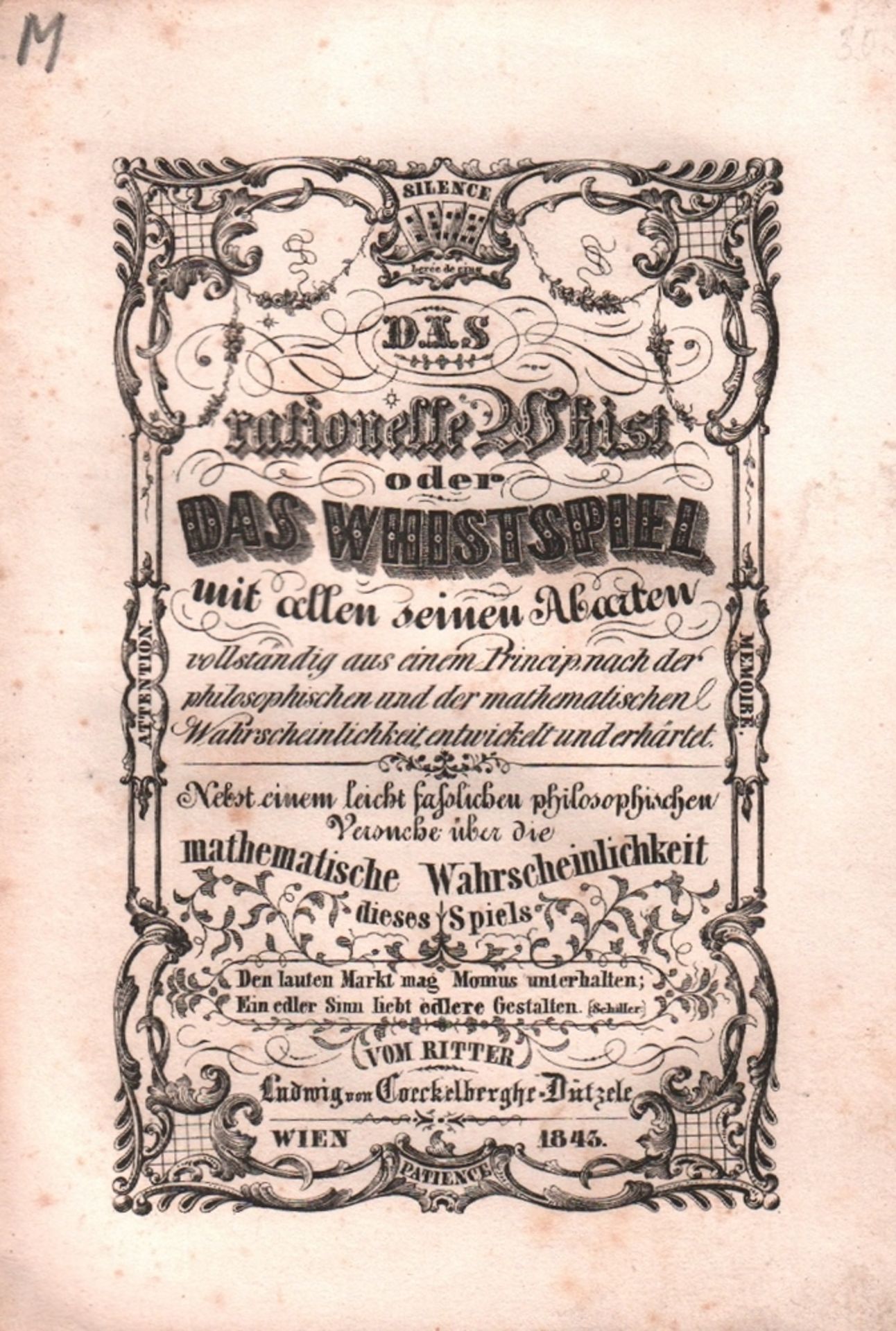 Kartenspiel. Coeckelberghe-Duetzele, Ludwig von. Das rationelle Whist oder das Whistspiel mit