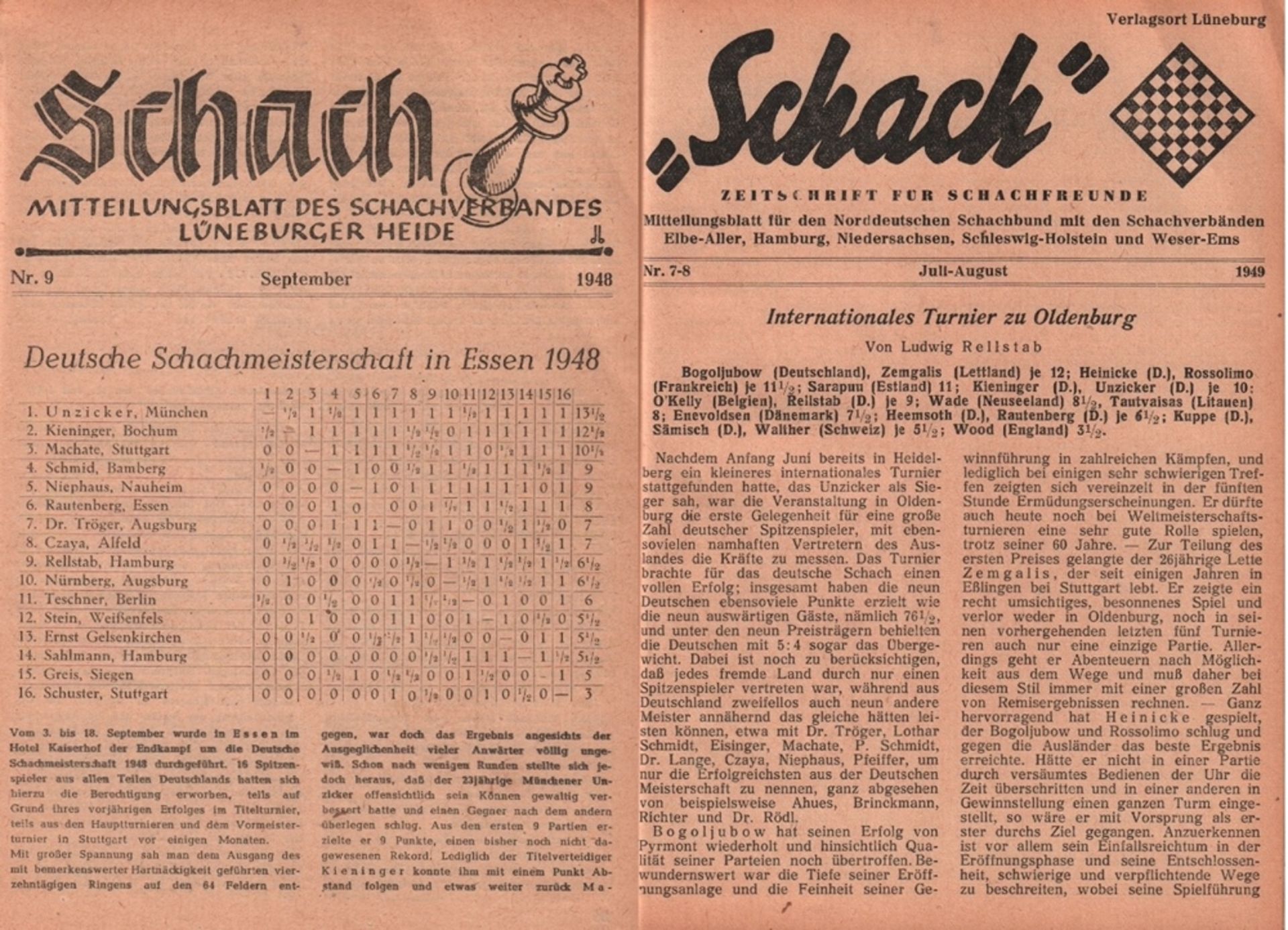 Schach. Mitteilungsblatt des Schachverbandes Lüneburger Heide. Später: Schach. Mitteilungsblatt