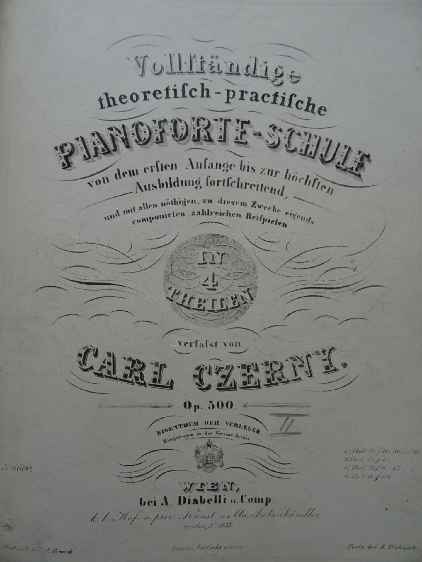 Czerny - Pianoforte-Schule 4 Bde.