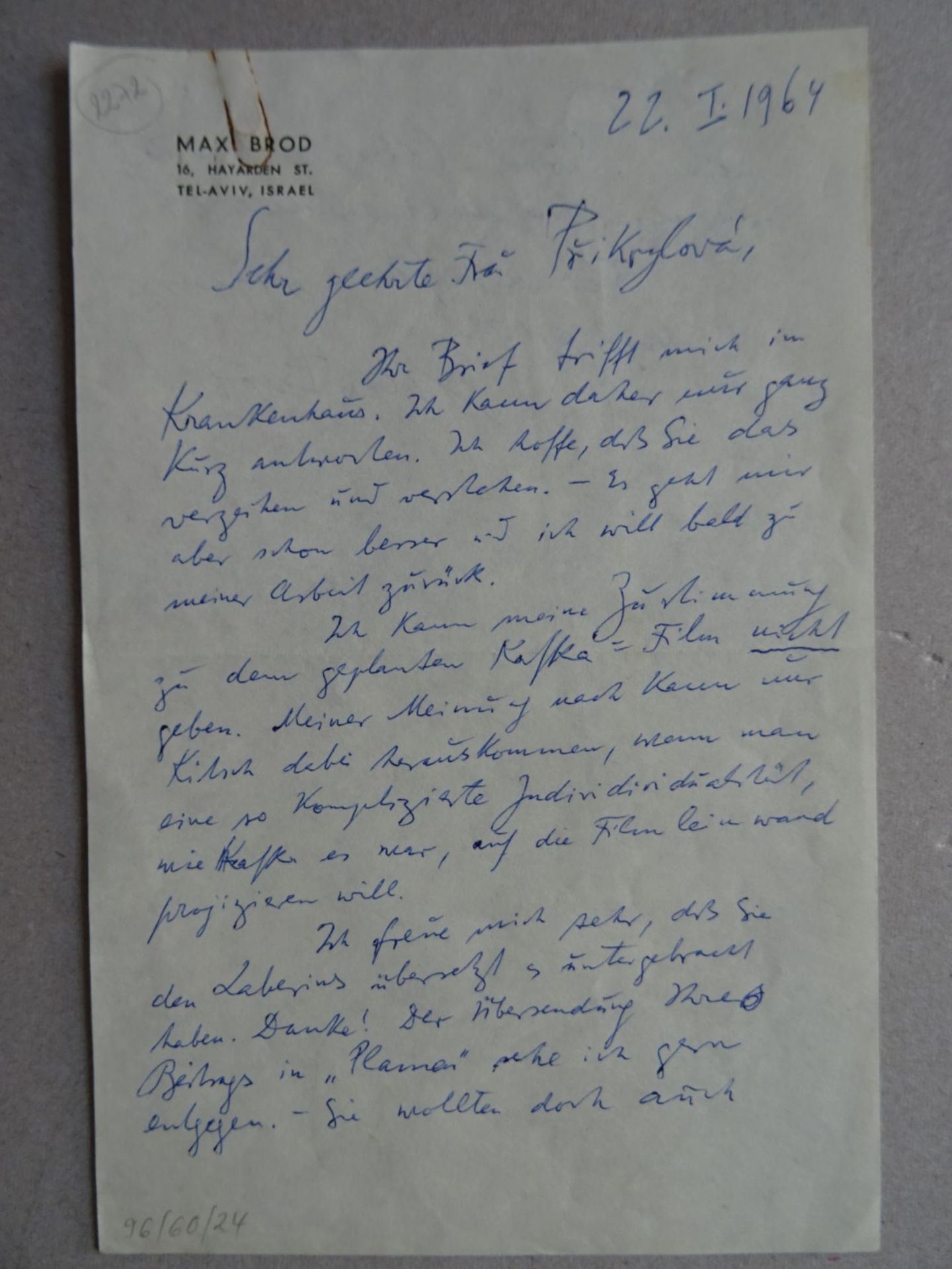 Brod - 2 Briefe an Prikrylova 1964 - Bild 2 aus 4