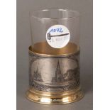 Teeglashalter. Moskau 19. Jh. 875er Silber, ca. 104 g, in Niellotechnik graviert und ziseliert mit
