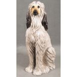 Afghanischer Windhund. Italien 20. Jh. Keramik, bunt bemalt, am Boden gemarkt, H=81 cm. **