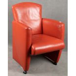 Designer-Armlehnsessel „Vinci Armchair JR 3280“, Fa. Jori, Leder, „Toro“, Fa. Wittmann, mit