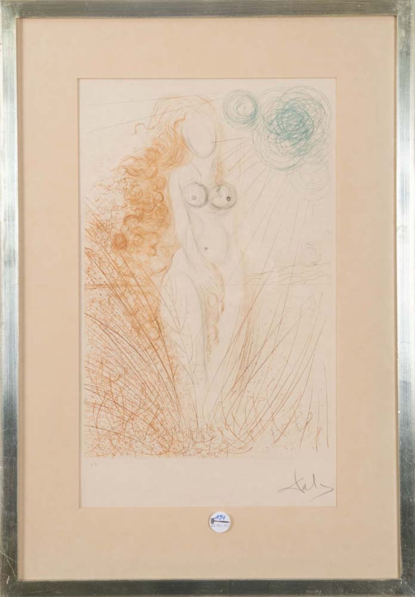 Salvador Dalí (1904-1989). Stehender weiblicher Akt. Farblithographie EA, re./u./sign., hi./Gl./