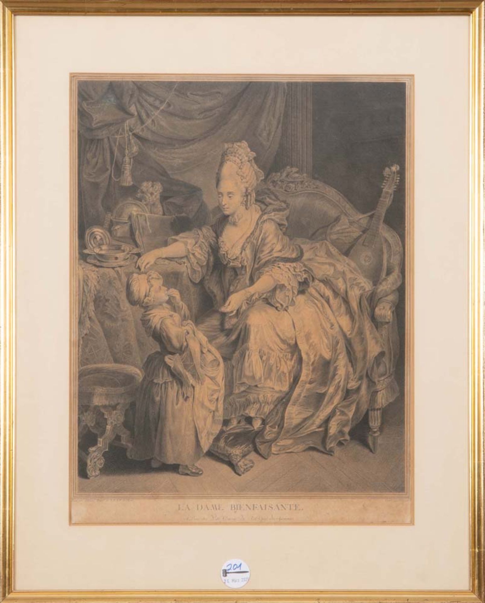 Johann Eleazar Schenau (1737-1806). „La Dame Bienfaisante“. Radierung, li./u./sign., hi./Gl./