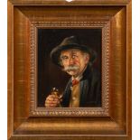 Gärtner (Maler des 20. Jhs.). Mann beim Wein trinken. Öl/Lw., re./u./sign., gerahmt, 25,5 x 21 cm.