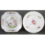 Zwei unterschiedliche Teller. Spode / Meissen 18. Jh. Porzellan, bunt floral bemalt, D=21,5 / 22,5