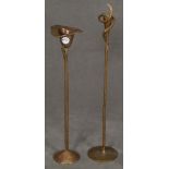 Zwei Designer-Kerzenleuchter. Deutsch 20. Jh. Massiv Bronze, H=60 / 70,5 cm.**